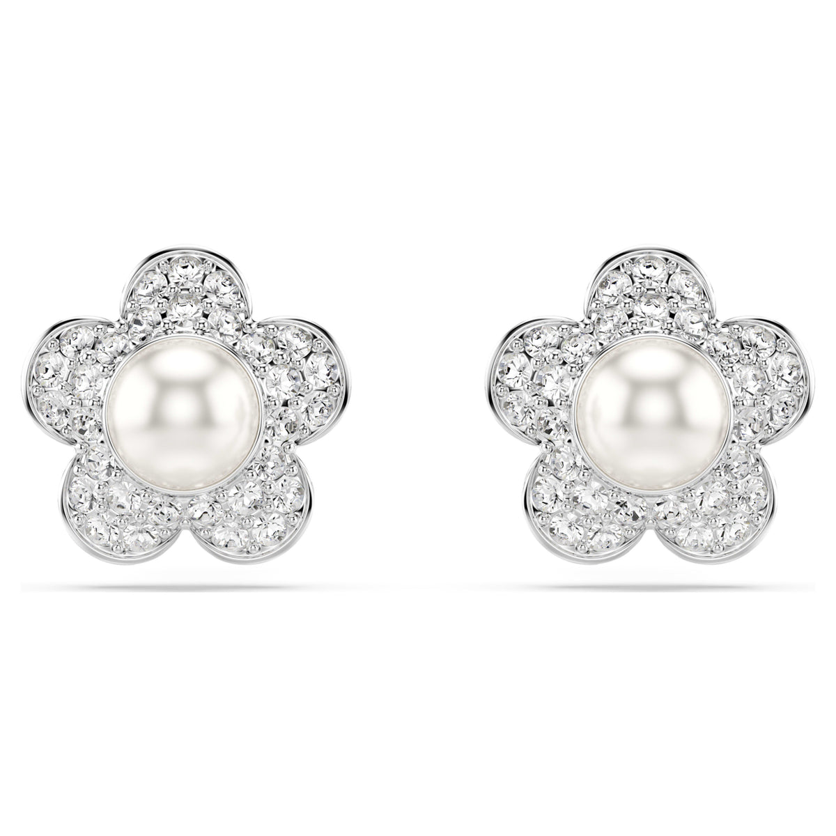 ARIANA GRANDE X STUD EARRINGS FLOWER - WHITE, RHODIUM