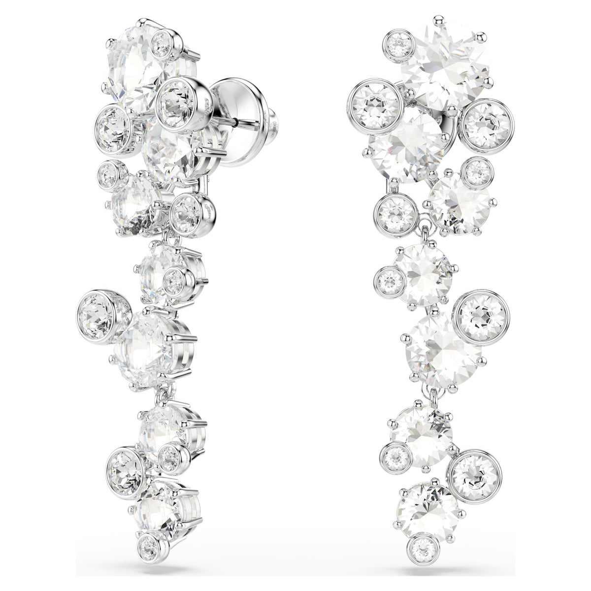 CONSTELLA DROP EARRINGS MIXED CUTS - WHITE, RHODIUM