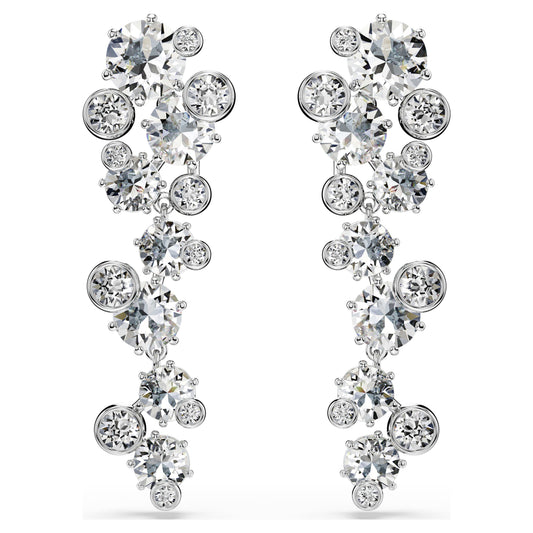 CONSTELLA DROP EARRINGS MIXED CUTS - WHITE, RHODIUM