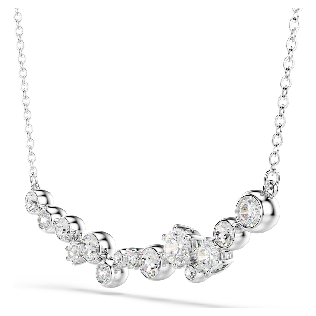 CONSTELLA NECKLACE MIXED CUTS - WHITE, RHODIUM