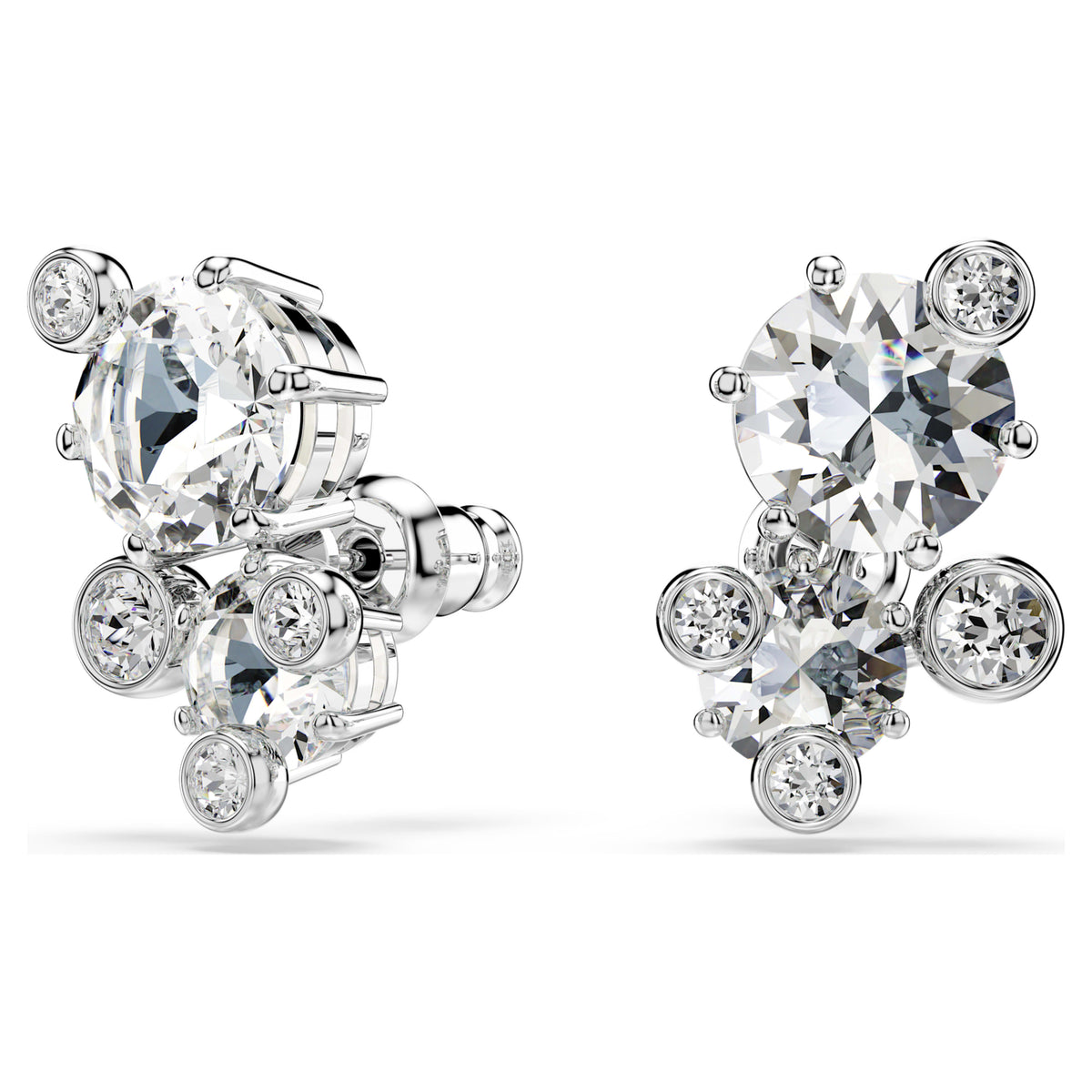 CONSTELLA STUD EARRINGS - WHITE, RHODIUM