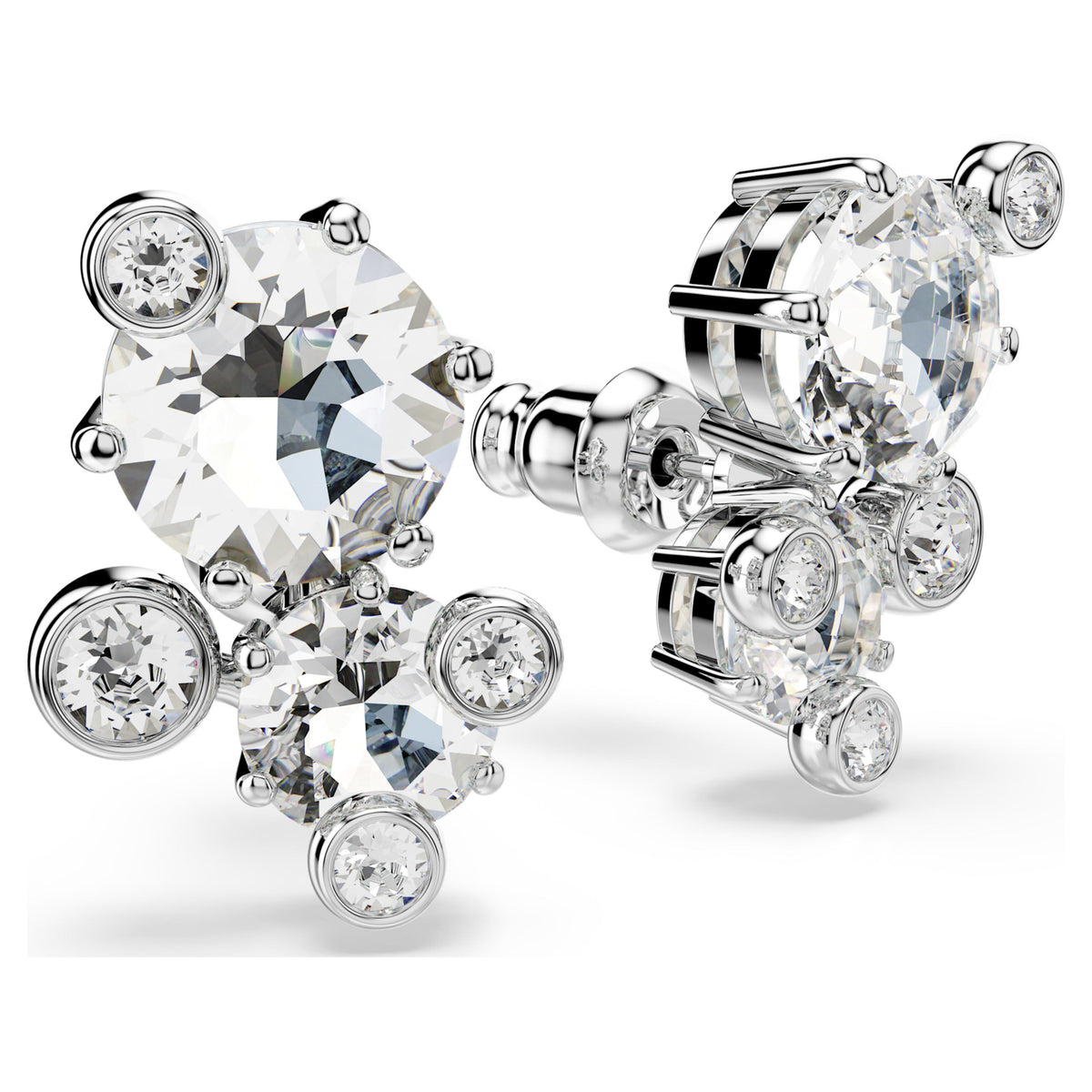 CONSTELLA STUD EARRINGS - WHITE, RHODIUM