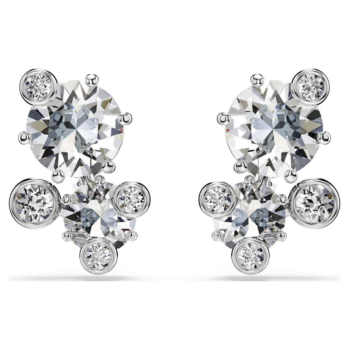 CONSTELLA STUD EARRINGS - WHITE, RHODIUM