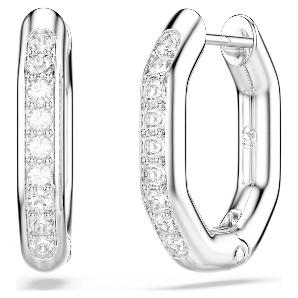 DEXTERA HOOP EARRINGS SMALL - WHITE, RHODIUM