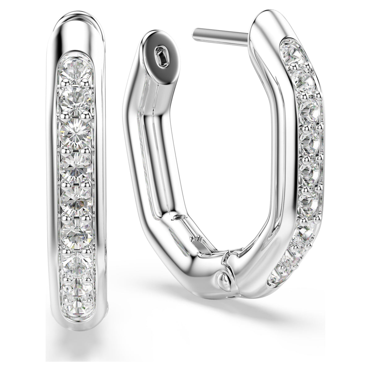 DEXTERA HOOP EARRINGS SMALL - WHITE, RHODIUM