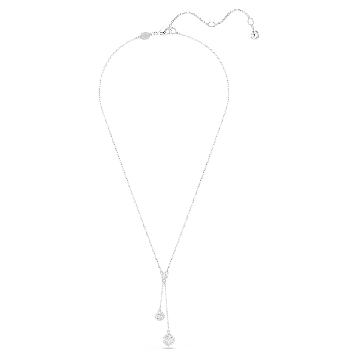 DEXTERA PENDANT SPHERE & CUBE - WHITE, RHODIUM