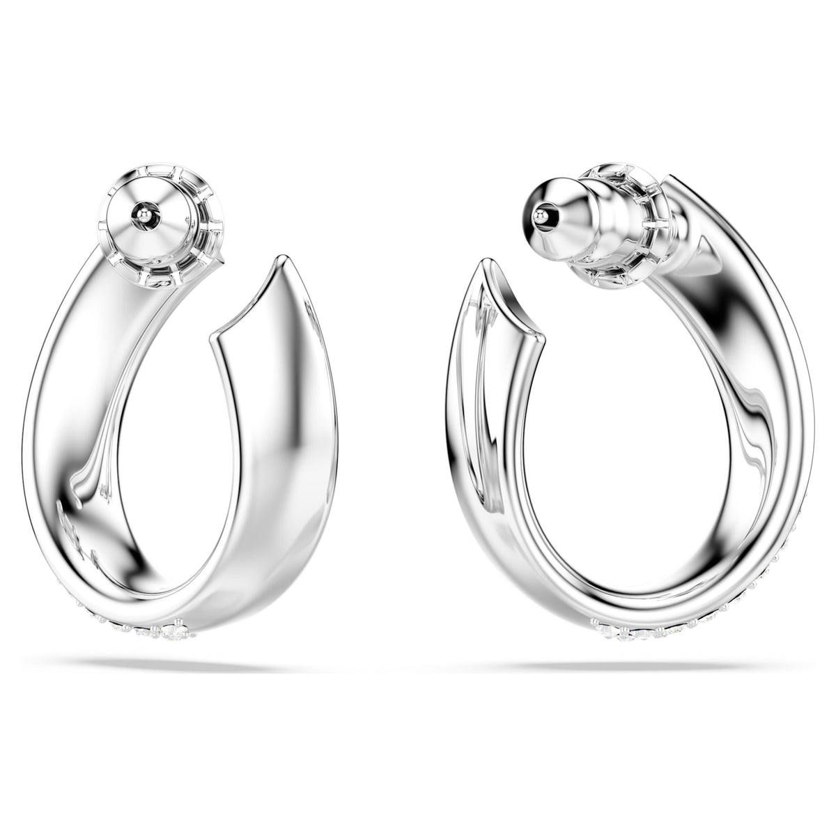 EXIST HOOP EARRINGS SMALL - WHITE, RHODIUM
