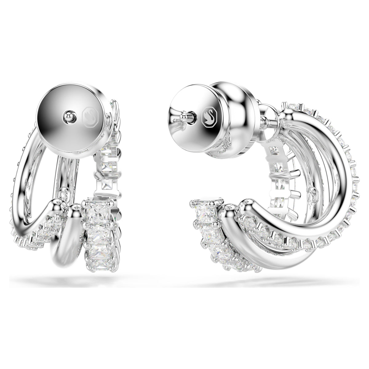 HYPERBOLA HOOP EARRINGS MINI - WHITE, RHODIUM