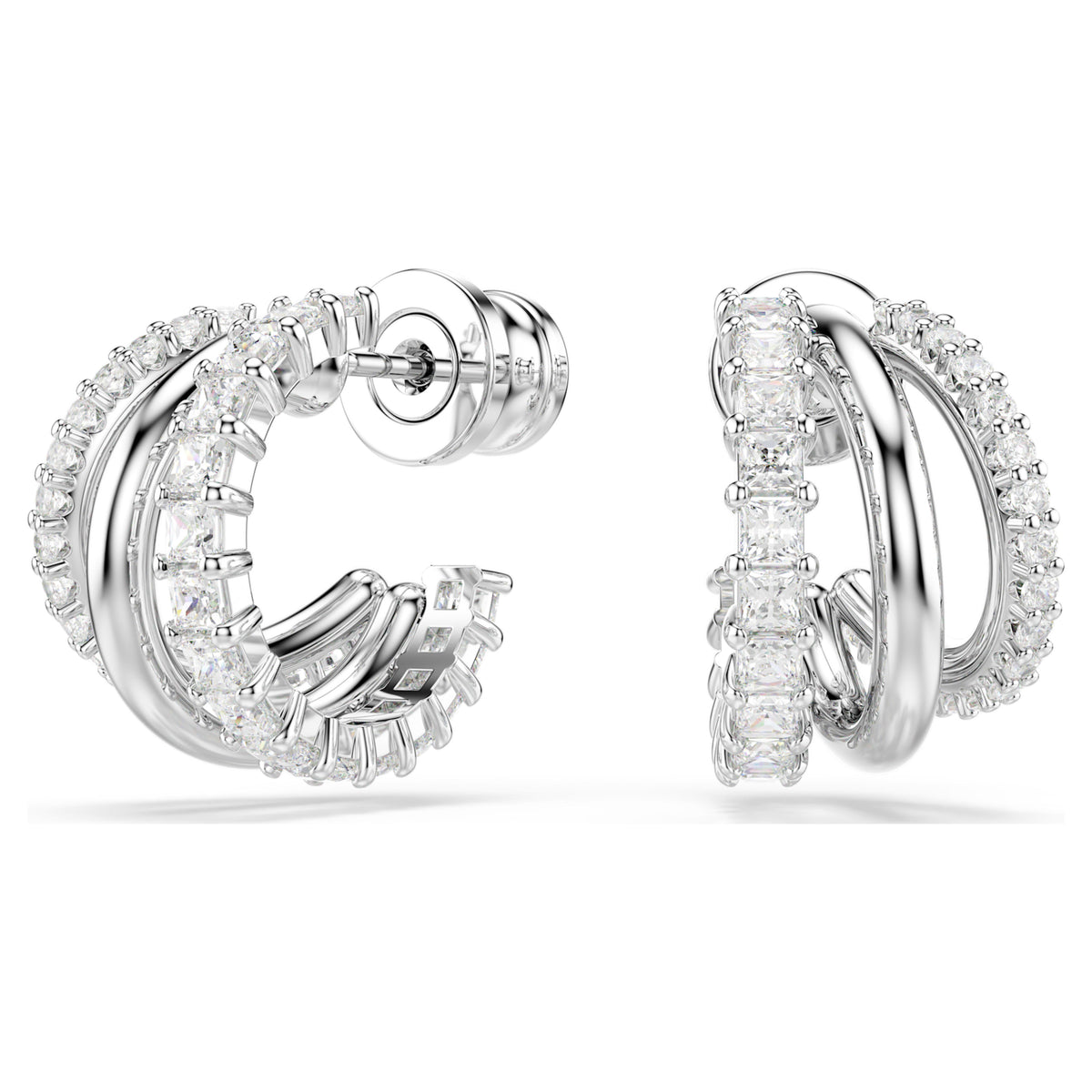 HYPERBOLA HOOP EARRINGS MINI - WHITE, RHODIUM