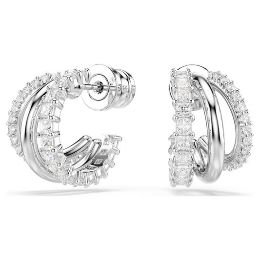 HYPERBOLA HOOP EARRINGS MINI - WHITE, RHODIUM