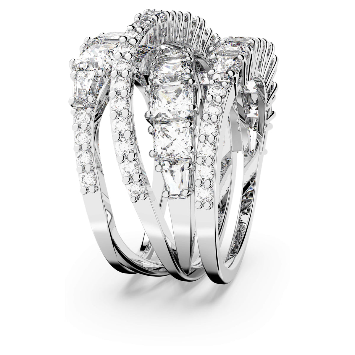 HYPERBOLA RING TWIST - WHITE, RHODIUM