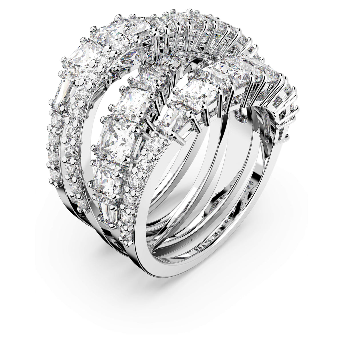 HYPERBOLA RING TWIST - WHITE, RHODIUM