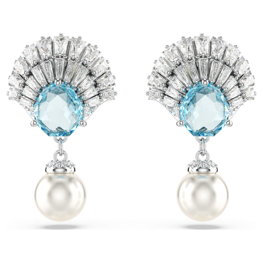 IDYLLIA DROP EARRINGS SHELL - BLUE, RHODIUM