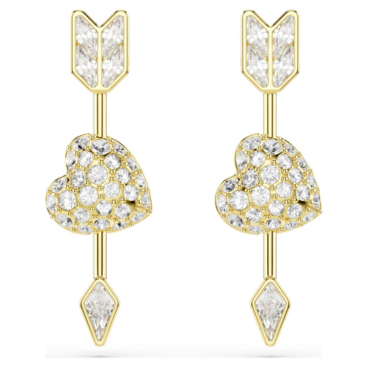 IDYLLIA DROP EARRINGS HEART W ARROW - WHITE, GOLD