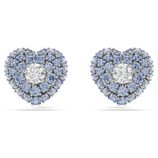IDYLLIA STUD EARRINGS HEART - BLUE, RHODIUM