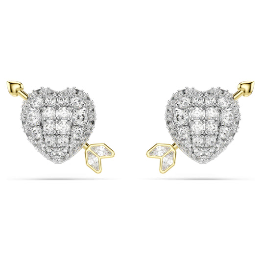 IDYLLIA STUD EARRINGS HEART W ARROW - WHITE, MIXED-METALS