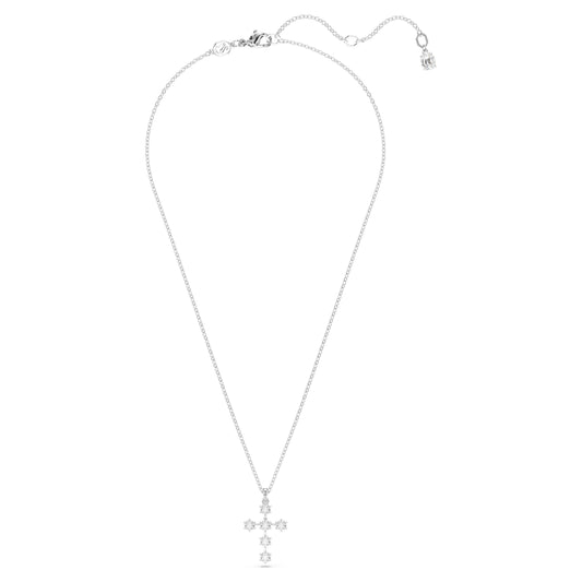 INSIGNE PENDANT CROSS - WHITE, RHODIUM