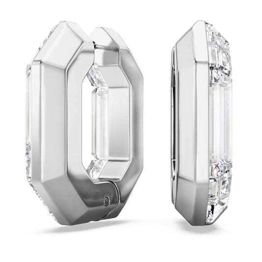 LUCENT HOOP EARRINGS - WHITE, RHODIUM
