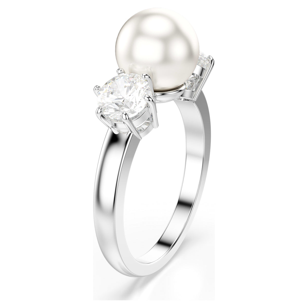 MATRIX COCKTAIL RING - PEARL, WHITE, RHODIUM