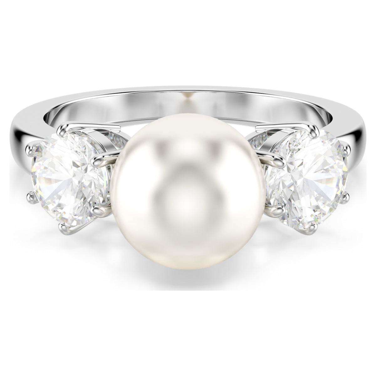MATRIX COCKTAIL RING - PEARL, WHITE, RHODIUM