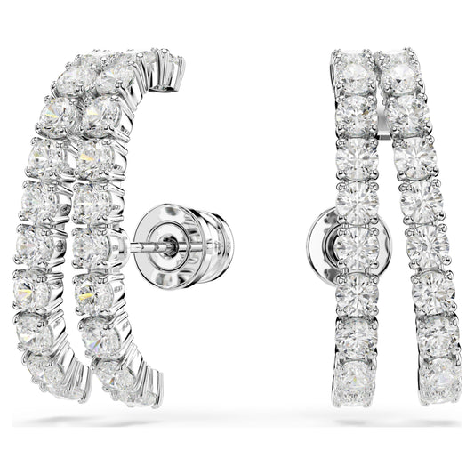 MATRIX EAR CUFFS - WHITE, RHODIUM
