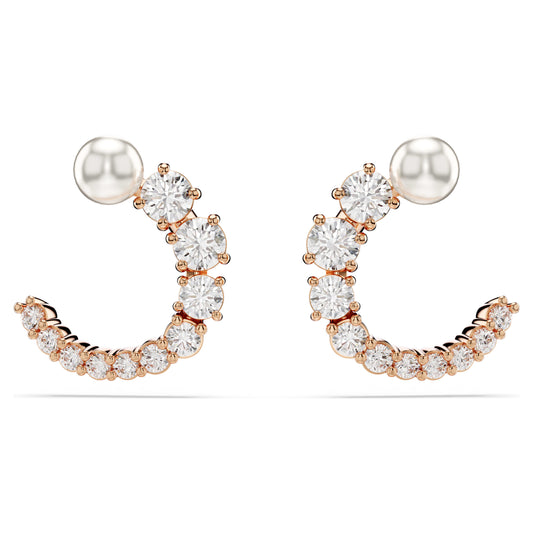 MATRIX HOOP EARRINGS PEARL - WHITE, ROSE-GOLD