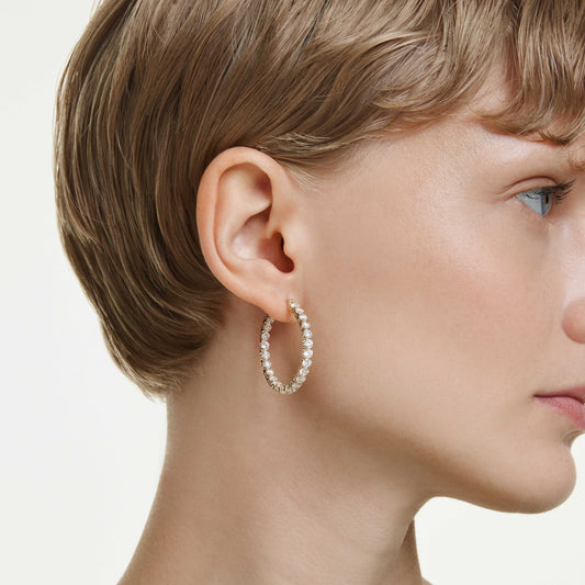 MATRIX HOOP EARRINGS - WHITE, GOLD