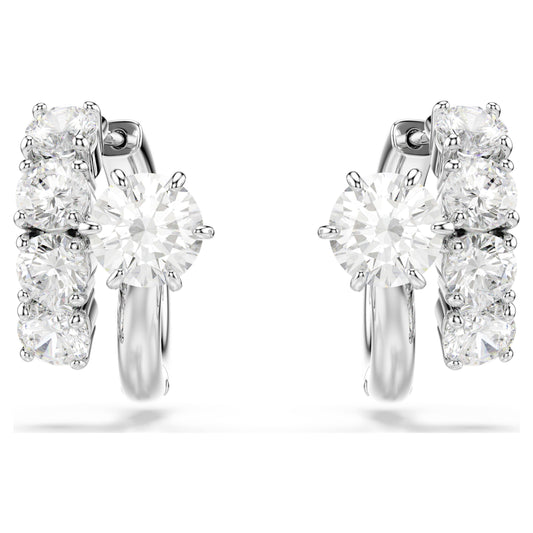 MATRIX EARRINGS HOOP - WHITE, RHODIUM