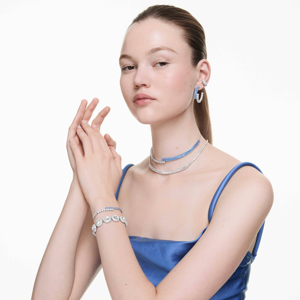 MATRIX NECKLACE - WHITE, RHODIUM