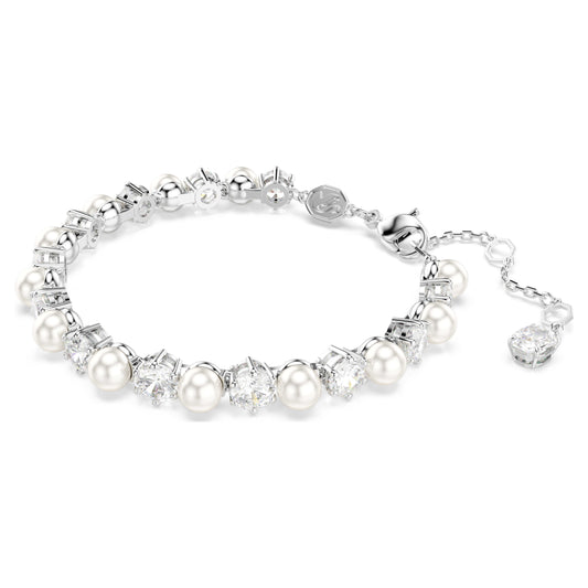 MATRIX TENNIS BRACELET PEARL - WHITE, RHODIUM