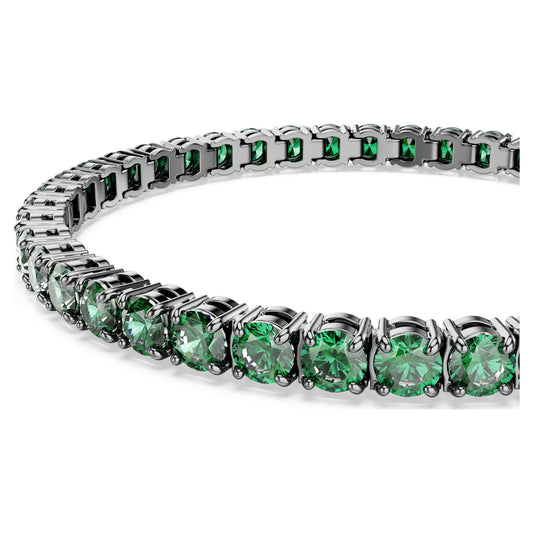 MATRIX TENNIS BRACELET - GREEN, RUTHENIUM