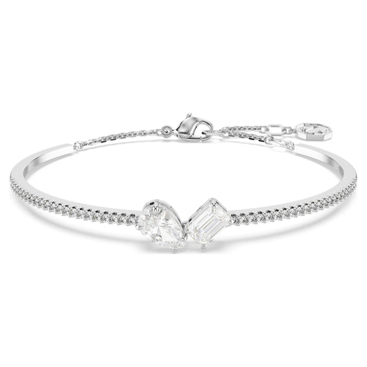 MESMERA BANGLE - WHITE, RHODIUM