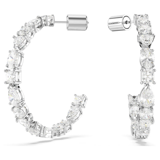 MESMERA HOOP EARRINGS - WHITE, RHODIUM