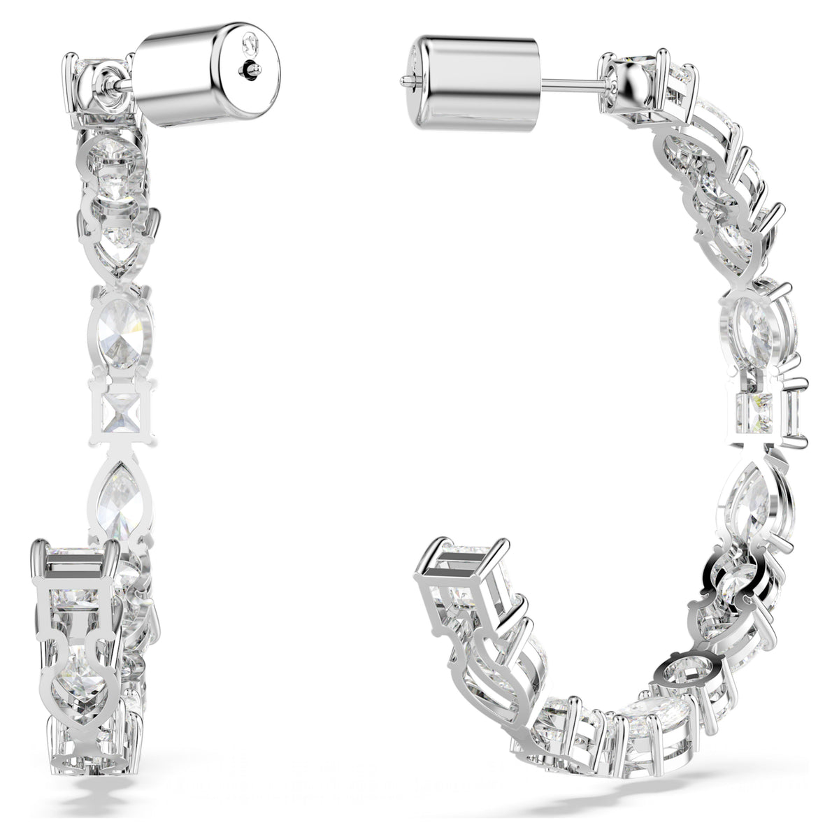 MESMERA HOOP EARRINGS - WHITE, RHODIUM