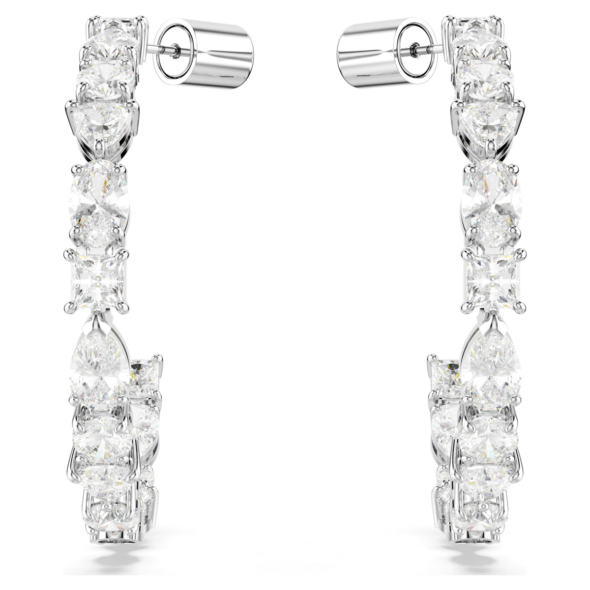 MESMERA HOOP EARRINGS - WHITE, RHODIUM