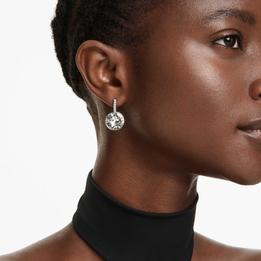 MILLENIA DROP EARRINGS - WHITE, RHODIUM