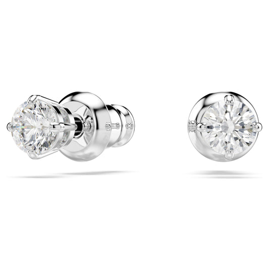 STILLA ATTRACT STUD EARRINGS ROUND - WHITE, RHODIUM