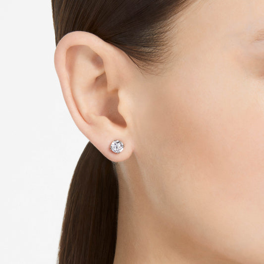 STILLA STUD EARRINGS - WHITE, RHODIUM
