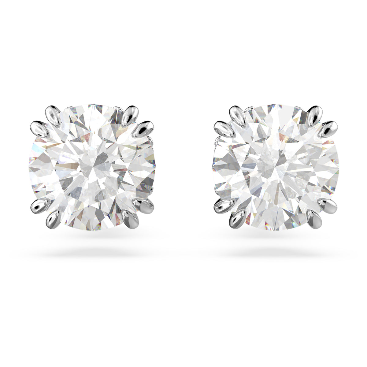 STILLA STUD EARRINGS - WHITE, RHODIUM