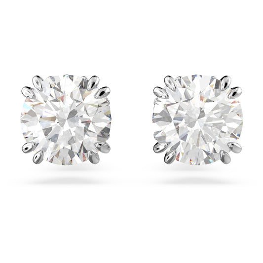 STILLA STUD EARRINGS - WHITE, RHODIUM