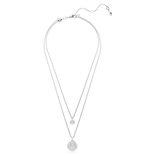 SUBLIMA LAYERED PENDANT - WHITE, RHODIUM
