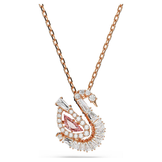 SWAN PENDANT - WHITE/PINK, ROSE-GOLD