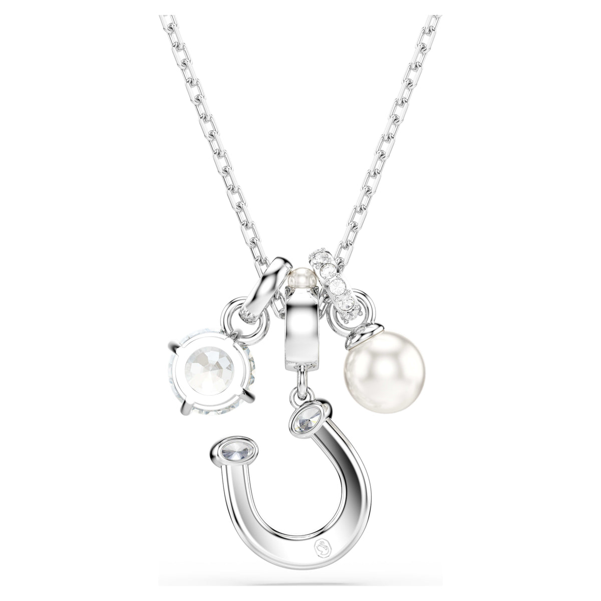 SYMBOLICA PENDANT PEARL HORSESHOE - WHITE, RHODIUM