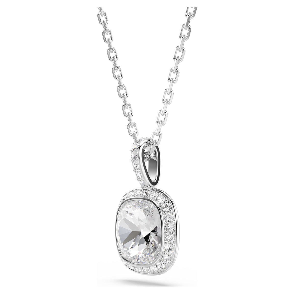 UNA ANGELIC PENDANT CUSHION CUT - WHITE, RHODIUM