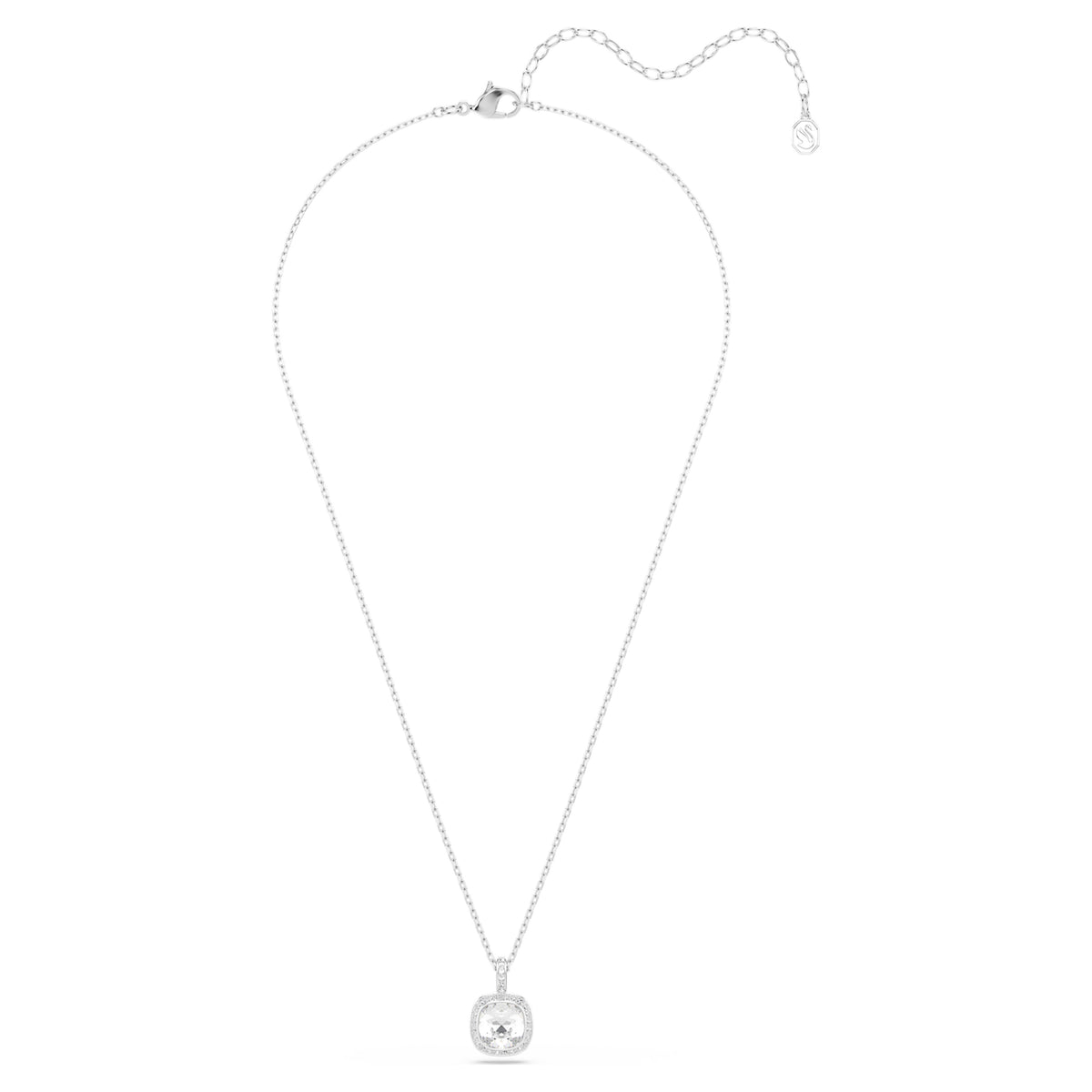 UNA ANGELIC PENDANT CUSHION CUT - WHITE, RHODIUM