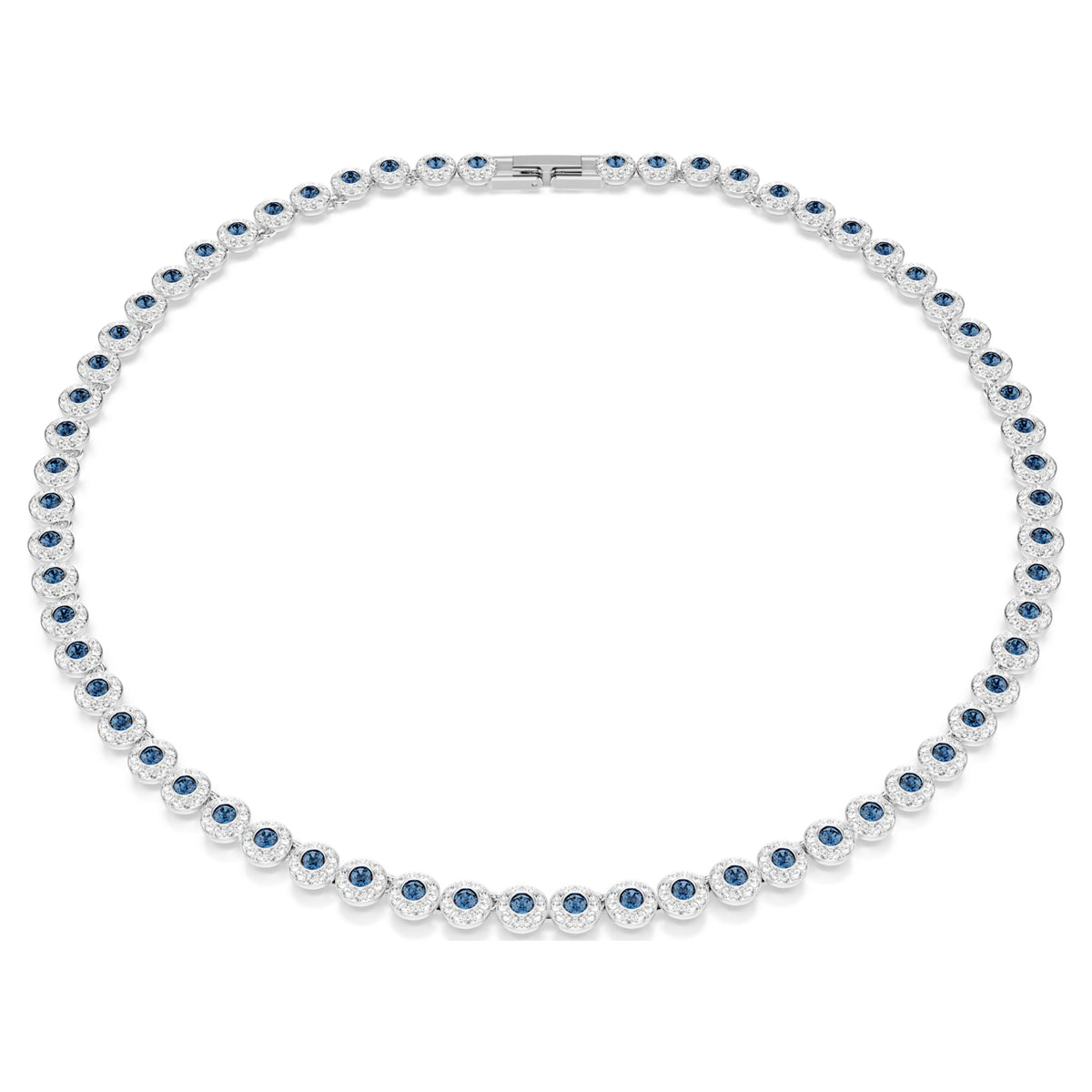 UNA ANGELIC TENNIS NECKLACE - BLUE, RHODIUM
