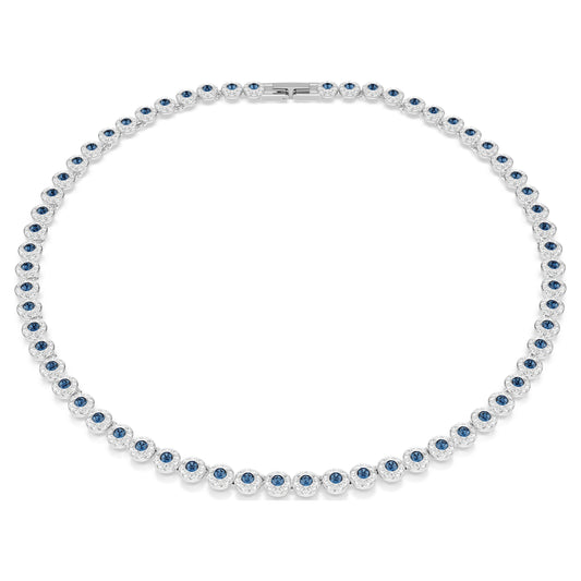 UNA ANGELIC TENNIS NECKLACE - BLUE, RHODIUM