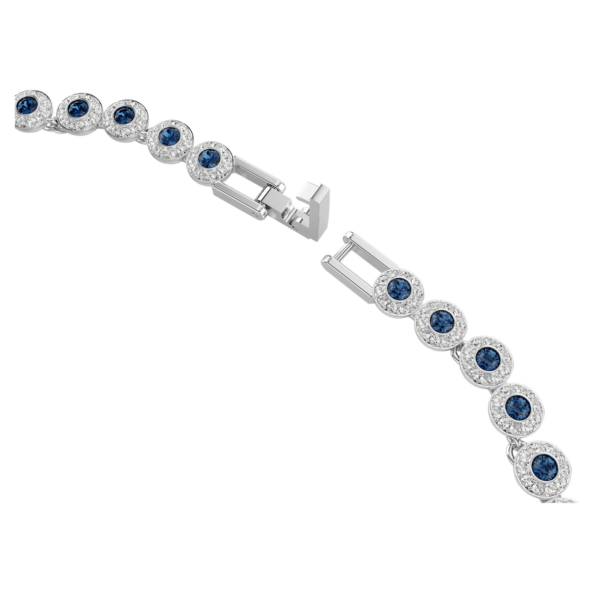 UNA ANGELIC TENNIS NECKLACE - BLUE, RHODIUM