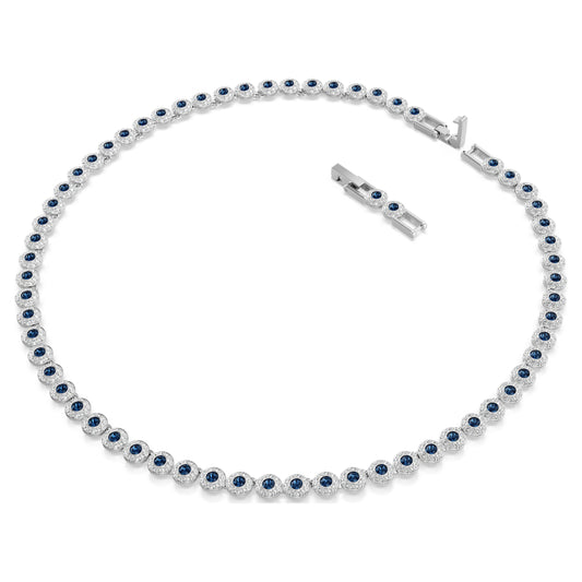 UNA ANGELIC TENNIS NECKLACE - BLUE, RHODIUM