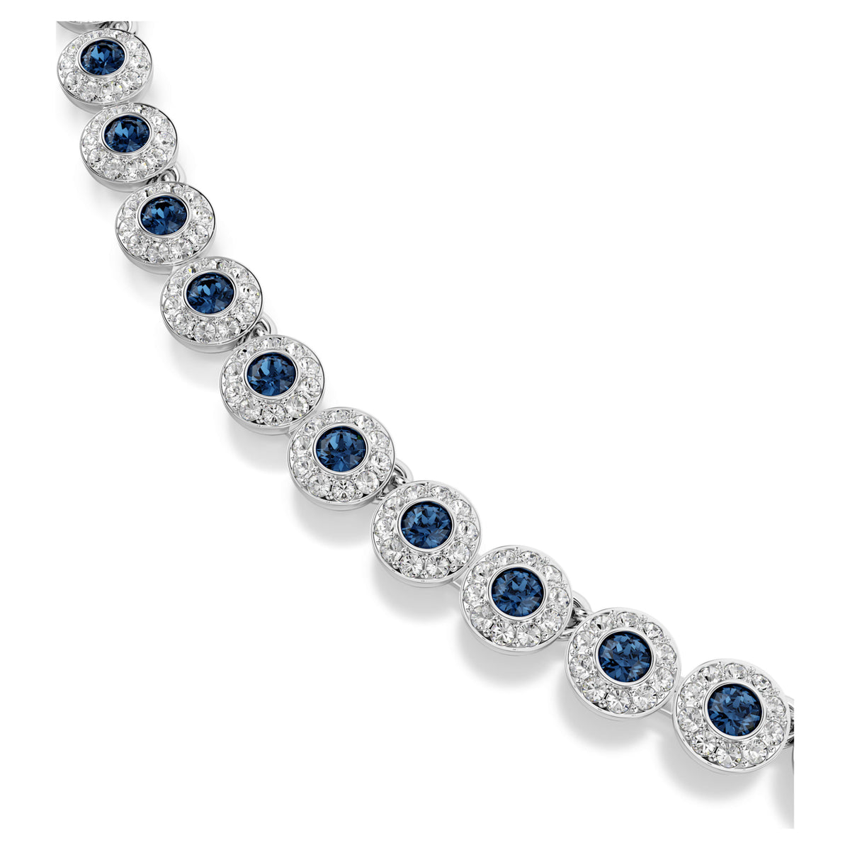 UNA ANGELIC TENNIS NECKLACE - BLUE, RHODIUM